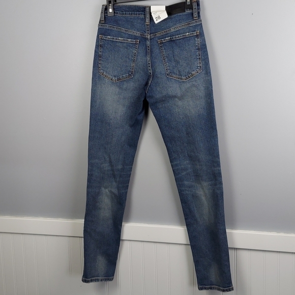 Mens Skinny Fit Mid-Rise Destructured Jeans - Picture 7 of 7